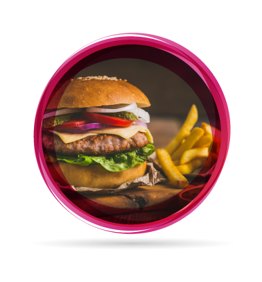 Burger and fries from the Bowland cafe